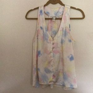 Tye dye colorful silk like blouse.
